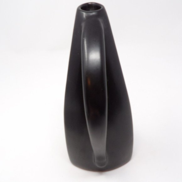 Vintage Black Tone on Tone Glazed Ceramic Pitcher Matte with Glossy Stripes Uniq - Picture 5 of 10